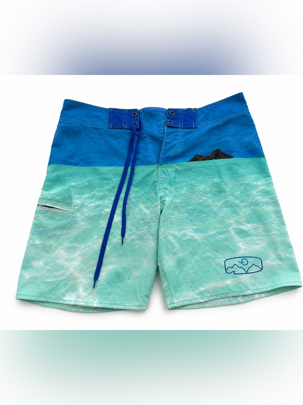 Blue & Aqua Men's Swim Trunks - Coastal Print